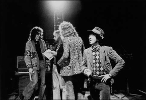 Jimmy Page, Roy Harper, Robert Plant, Ronnie Lane. Roy Harper photo © Collin Curwood.
